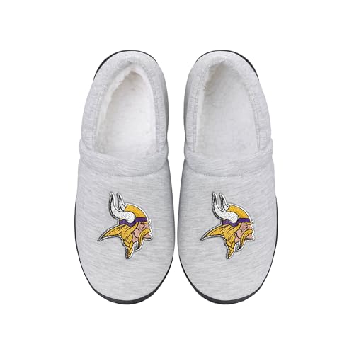 FOCO Herren NFL Team Big Logo Grau Sweatshirt Sherpa Mokassins Erwachsene Unisex Hausschuhe, Minnnesota Vikings, Medium von FOCO