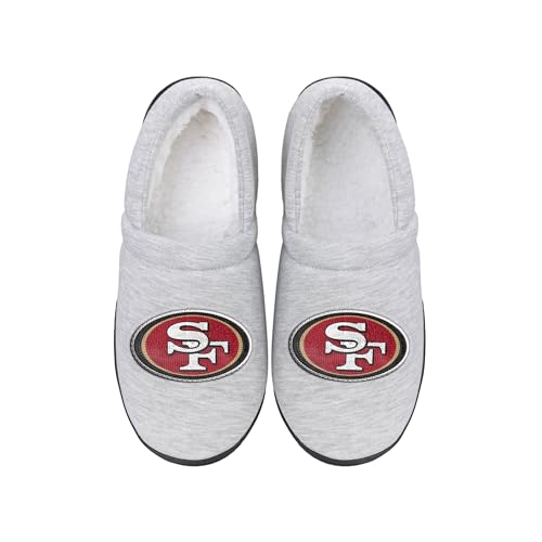 FOCO Herren NFL Team Big Logo Grau Sweatshirt Sherpa Mokassins Erwachsene Unisex Hausschuhe, San Franciso 49ers, Large von FOCO