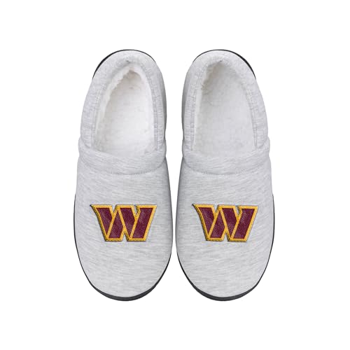 FOCO Herren NFL Team Big Logo Grau Sweatshirt Sherpa Mokassins Erwachsene Unisex Hausschuhe, Washington Commanders, Medium von FOCO