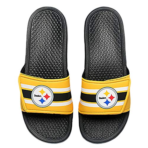 FOCO Herren NFL Team-Logo Dusche Sport Flip Flop Slide Sandale, Schwarz-Legacy Stripe von FOCO