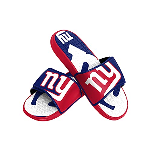 FOCO Herren Team Athletic Sport Shower Flip Flop Sandalen New York Giants NFL Colorblock Big Logo Gel Slides-L von FOCO