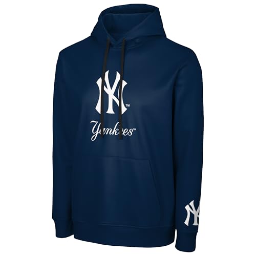 FOCO MLB Herren Offizielles Primary Logo Wordmark Performance Pullover Hoodie Sweatshirt, New York Yankees - Navy, Large von FOCO