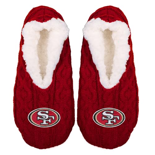 FOCO NFL Big Logo Cable Knit Damen Footy Hausschuhe, San Francisco 49Ers, One Size von FOCO