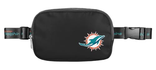 FOCO NFL Große schwarze Team-Wordmark-Crossbody-Gürteltasche, Tragetasche, Geldbörse, Miami Delfine, 7 x 5 x 2 inches von FOCO