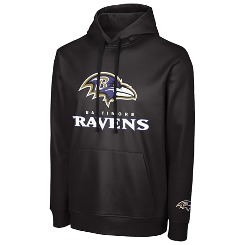 FOCO NFL Herren Official Sideline Primary Logo Performance Pullover Hoodie Sweatshirt, Baltimore Ravens - Schwarz, Large von FOCO