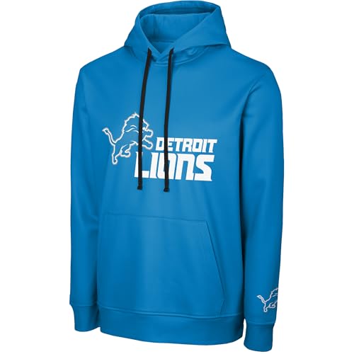 FOCO NFL Herren Official Sideline Primary Logo Performance Pullover Hoodie Sweatshirt, Detroit Löwen, Blau, Small von FOCO
