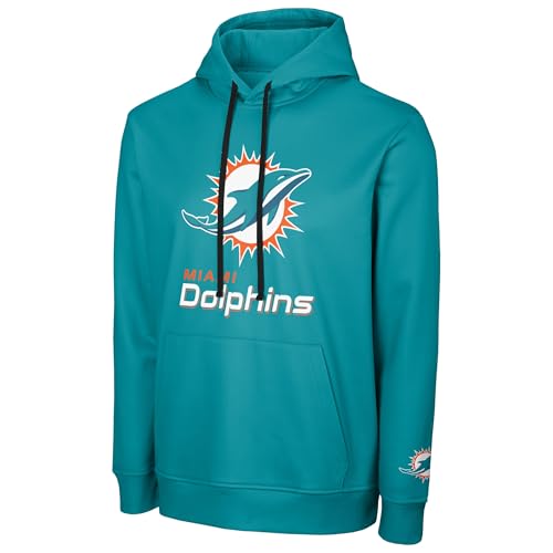 FOCO NFL Herren Official Sideline Primary Logo Performance Pullover Hoodie Sweatshirt, Miami Dolphins - Aqua, X-Large von FOCO