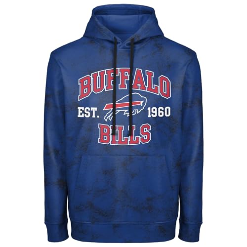 FOCO NFL Herren Offiziell lizenziertes Established Wordmark Camo Performance Throwback Team Color Pullover Sweatshirt Hoodie, Buffalo Bills - Blau, Large von FOCO