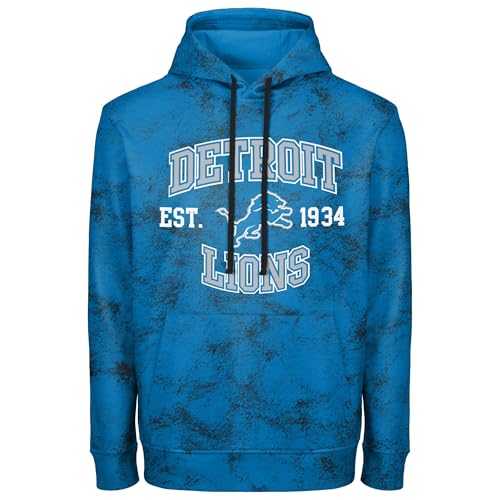FOCO NFL Herren Offiziell lizenziertes Established Wordmark Camo Performance Throwback Team Color Pullover Sweatshirt Hoodie, Detroit Löwen, Blau, XX-Large von FOCO