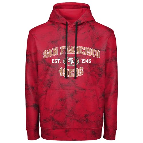 FOCO NFL Herren Offiziell lizenziertes Established Wordmark Camo Performance Throwback Team Color Pullover Sweatshirt Hoodie, San Francisco 49ers - Rot, X-Large von FOCO