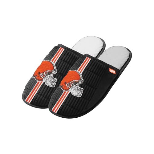 FOCO NFL Herren Offiziell lizenziertes Primary Logo Game Day Team Color Fußball Sherpa Slide Slipper, Cleveland Browns - Brown, 41/43 EU von FOCO