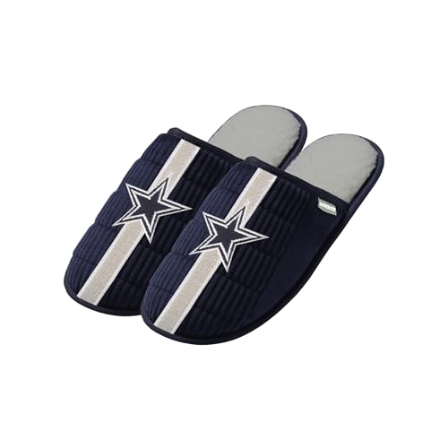 FOCO NFL Herren Offiziell lizenziertes Primary Logo Game Day Team Color Fußball Sherpa Slide Slipper, Dallas Cowboys – Marineblau, 7-8 von FOCO
