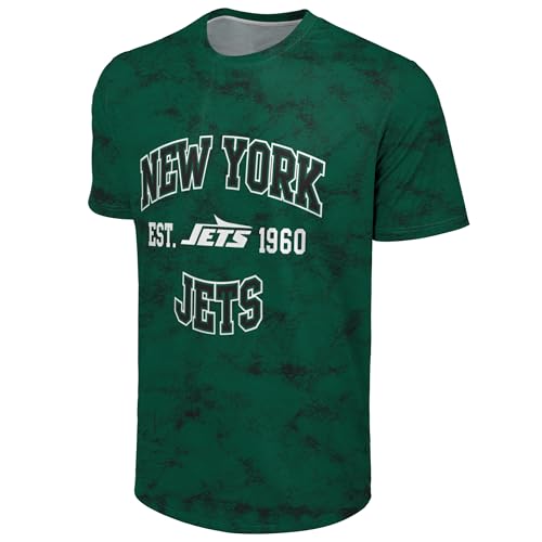 FOCO NFL Herren Offizielles Lizenzprodukt Established Wordmark Camo Performance Throwback Team Color Crewneck T-Shirt, New York Jets – Grün, L von FOCO