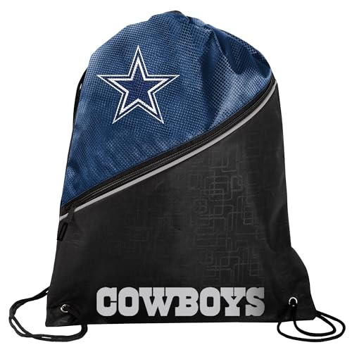 FOCO - NFL High End diagonaler Reißverschluss Kordelzug Rucksack Turnbeutel, Dallas Cowboys, 18.75" x 14", Rucksack von FOCO