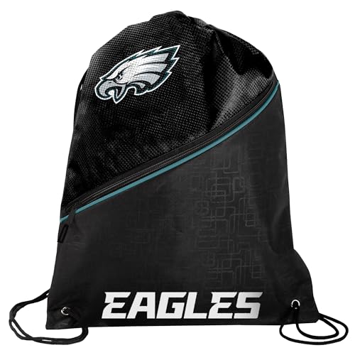 FOCO - NFL High End diagonaler Reißverschluss Kordelzug Rucksack Turnbeutel, Philadelphia Eagles, 18.75" x 14", Rucksack von FOCO