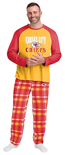 FOCO NFL Kansas City Chiefs Herren Pyjama Shirt und Hose Lounge Set Größe L 38-40 Multi von FOCO