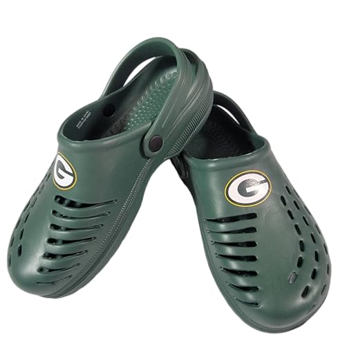 FOCO NFL Unisex-Erwachsene Team-Logo, solide Clogs mit Fersenriemen, bequeme Wasser-Slip-On-Schuhe, Green Bay Packers, 12-13 Women/11-12 Men von FOCO