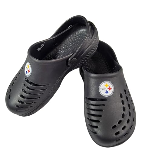 FOCO NFL Unisex-Erwachsene Team-Logo, solide Clogs mit Fersenriemen, bequeme Wasser-Slip-On-Schuhe, Pittsburgh Steelers, 9-10 Women/7-8 Men von FOCO