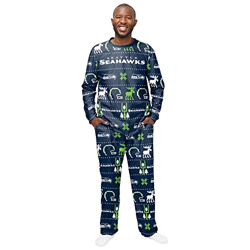 FOCO NFL Winter Xmas Pyjama Schlafanzug - Seattle Seahawks - M von FOCO