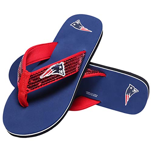 FOCO NFL New England Patriots Damen Flip Flop mit Pailletten, Größe M von FOCO