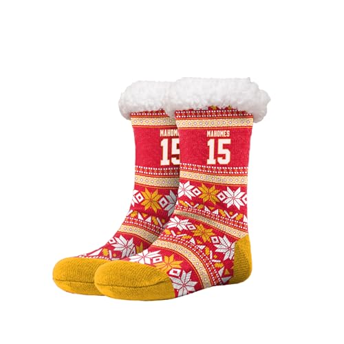 FOCO - Offiziell lizenzierte NFL Player Damen Tall Footy Slipper Socken - Einheitsgröße, Patrick Mahomes - Kansas City Chiefs, Einheitsgröße von FOCO