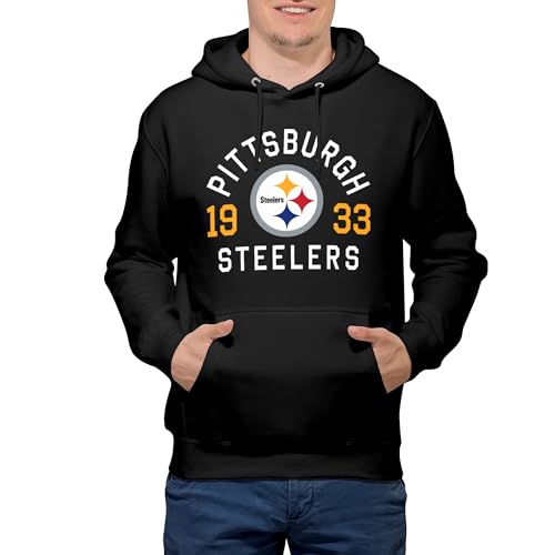 FOCO Unisex-Erwachsene NFL Team Logo Heritage Print Black Pullover Hoodie Kapuzenpullover, Schwarz, 3X-Large von FOCO