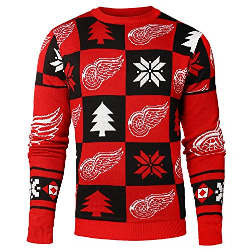 Forever Collectibles NHL Detroit Red Wings Unisex Patches Ugly Crew Neck Sweater – Herren Extra Groß von FOCO