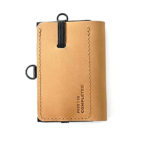 FOCX ® Advanced - Mini Geldbörse aus Leder für Karten, Münzen und Scheine, Kleiner Geldbeutel, Slim Wallet mit Zuglasche, Kartenhalter, Kartenetui für Herren und Damen | Made in Germany (Cognac) von FOCX