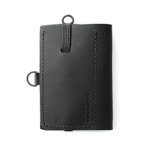 FOCX ® Advanced - Mini Geldbörse aus Leder für Karten, Münzen und Scheine, Kleiner Geldbeutel, Slim Wallet mit Zuglasche, Kartenhalter, Kartenetui für Herren und Damen | Made in Germany (Schwarz) von FOCX