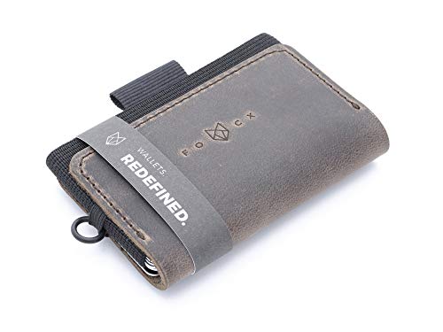 FOCX ® Minimalist - Mini Geldbörse aus Leder für Karten und Scheine, Kleiner Geldbeutel, Slim Wallet mit Zuglasche, Kartenhalter, Kartenetui für Herren und Damen | Made in Germany (Braun) von FOCX