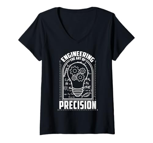Damen Engineering The Art of Precision T-Shirt mit V-Ausschnitt von FOE OVERFLOW