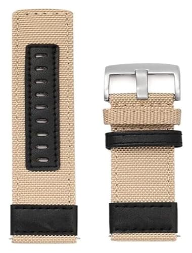 FOELANNE Smartwatch-Armband Ersatz, 20mm 22mm Nylon Uhrenarmband Uhrenarmband Schnellverschluss Ersatzarmband Outdoor Sport Canvas Armband(KhakiA,22mm) von FOELANNE