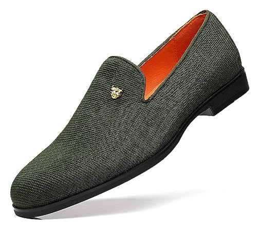 FOEVTRUE Herren-Slipper stilvoll fliegend gewebt Party Hochzeit Schuhe, Oliv/Blatt für mich (Leaf It to Me), 42 EU von FOEVTRUE