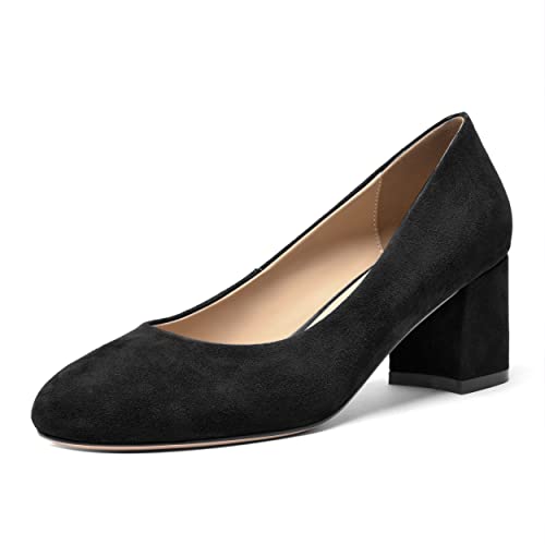 FOGEENA Damen-Pumps mit rundem Zehenbereich, bequem, zum Reinschlüpfen, Wildleder, klobig, niedriger Absatz, elegante Schuhe, 5,6 cm, Schwarz, 37.5 EU FOGEENA Damen-Pumps mit rundem Zehenbereich, bequem, zum Reinschlüpfen, Wildleder, klobig, niedriger Absatz, elegante Schuhe, 5,6 cm, Schwarz, 37.5 EU von FOGEENA