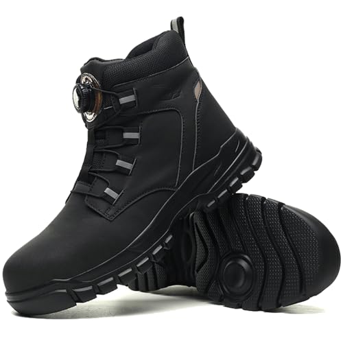 FOGOIN Arbeitsschuhe Herren Wasserdicht, Arbeitsschuhe Herren S3 Leicht, Drehknopf Anti-Smash und Anti-Punktur Arbeit Versicherung Sicherheitsschuhe Arbeitsstiefel Sicherheitsstiefel Unisex von FOGOIN