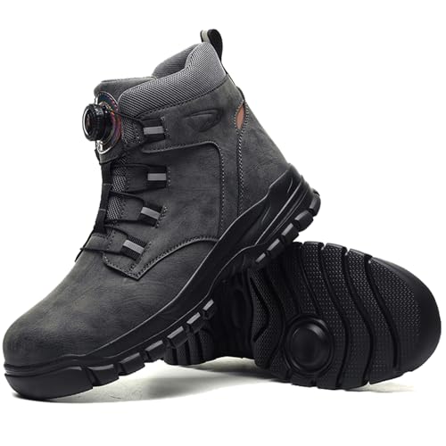 FOGOIN Arbeitsschuhe Herren Wasserdicht, Arbeitsschuhe Herren S3 Leicht, Drehknopf Anti-Smash und Anti-Punktur Arbeit Versicherung Sicherheitsschuhe Arbeitsstiefel Sicherheitsstiefel Unisex von FOGOIN