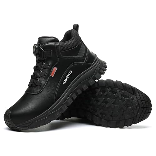 FOGOIN Arbeitsschuhe Herren Wasserdicht, S3, Anti-Smash und Anti-Punktur Sicherheitsschuhe, Arbeitsstiefel, Schwarz, 38 EU von FOGOIN