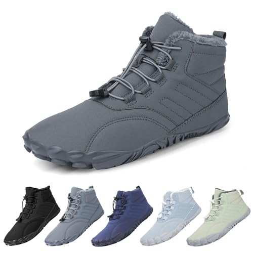 FOGOIN Barfuss Schuhe Damen Winter, Barfußschuhe Herbst Wasserdicht & Warm Gefüttert Barfuß Winterschuhe für Herren von FOGOIN