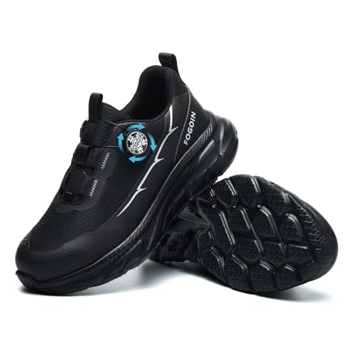 FOGOIN Sicherheitsschuhe Herren S3 Arbeitsschuhe Damen leicht mit Stahlkappe, Explorer 3.0 Sportlich bequem & atmungsaktiv, Drehknopf-Verschluss von FOGOIN