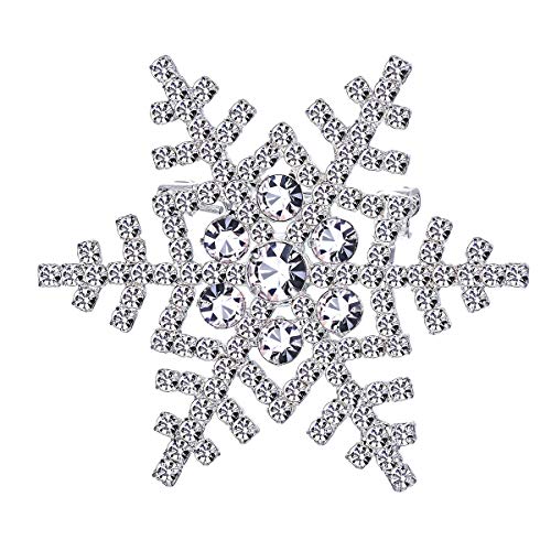 FOCALOOK Damen Weihnachtsbrosche versilbert Schneeflocke Brosche Pins Kristall Dekoration Anstecknadel Schmuck für Anzug von FOCALOOK