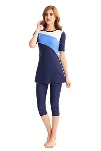 Rashguard Shirts Kurze Ärmel Badeanzug für Frauen und Mädchen Bikinis Surfen Bademode Gepolstert(XL, F13) von FOKULUNDA