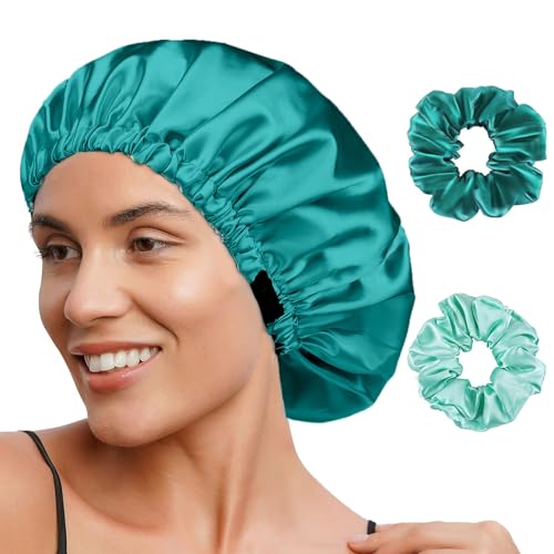 FOLAI 1 Stück Schlafmütze Satin Bonnet Nacht Schlaf Mütze Verstellbare Schlafkappe Kopfbedeckung Weiche Kopfhaube Schlafhaube Seide mit Gummizug für Damen und Mädchen… von FOLAI