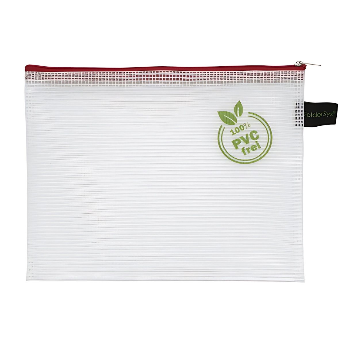 FOLDERSYS Dokumententasche FSY PVC-freier Reißverschluss-Beutel B6, mit Zip, rot, 1 Stück von FOLDERSYS