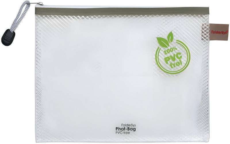 FOLDERSYS Dokumententasche FSY PVC-freier Reißverschluss-Beutel "Phat-Bag", B6, mit Zip weiß von FOLDERSYS