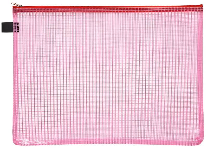 FOLDERSYS Dokumententasche FSY Reißverschluss-Beutel A4, mit Zip rot, Folie rot transparent, 1 von FOLDERSYS