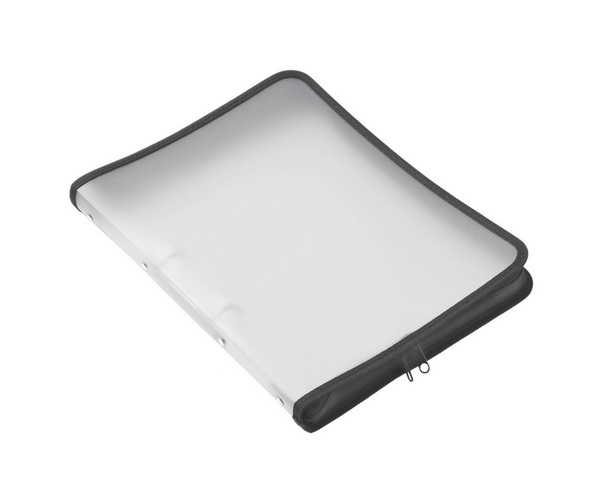 FOLDERSYS Dokumententasche FSY Reißverschluss-Portfolio, A4, PP farblos transluzent, 2-Ring- von FOLDERSYS