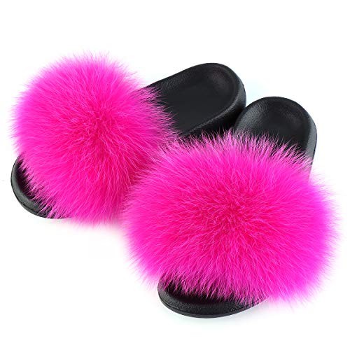 FOLOBE Damen Fluffy Hausschuh Faux fur Slippers Slides Plüsch Flauschige Pantoffeln Fake Fell Hausschuhe Kunstfell Schlappen plusch Hausschuh von FOLOBE