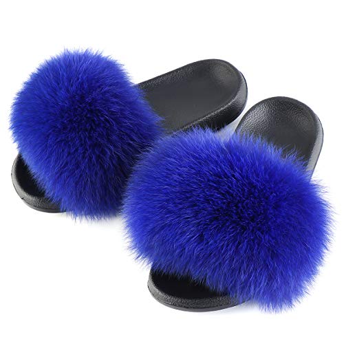 FOLOBE Damen Fluffy Hausschuh Faux fur Slippers Slides Plüsch Flauschige Pantoffeln Fake Fell Hausschuhe Kunstfell Schlappen plusch Hausschuh von FOLOBE