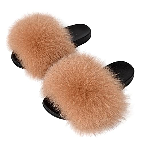 FOLOBE Damen Fluffy Hausschuh Faux fur Slippers Slides Plüsch Flauschige Pantoffeln Fake Fell Hausschuhe Kunstfell Schlappen plusch Hausschuh von FOLOBE