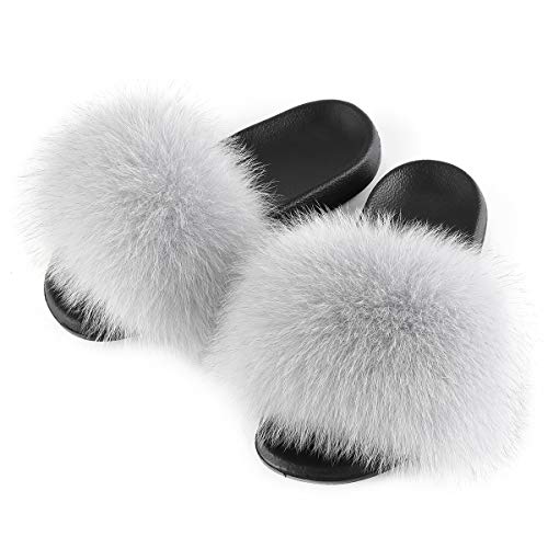 FOLOBE Damen Fluffy Hausschuh Faux fur Slippers Slides Plüsch Flauschige Pantoffeln Fake Fell Hausschuhe Kunstfell Schlappen plusch Hausschuh von FOLOBE
